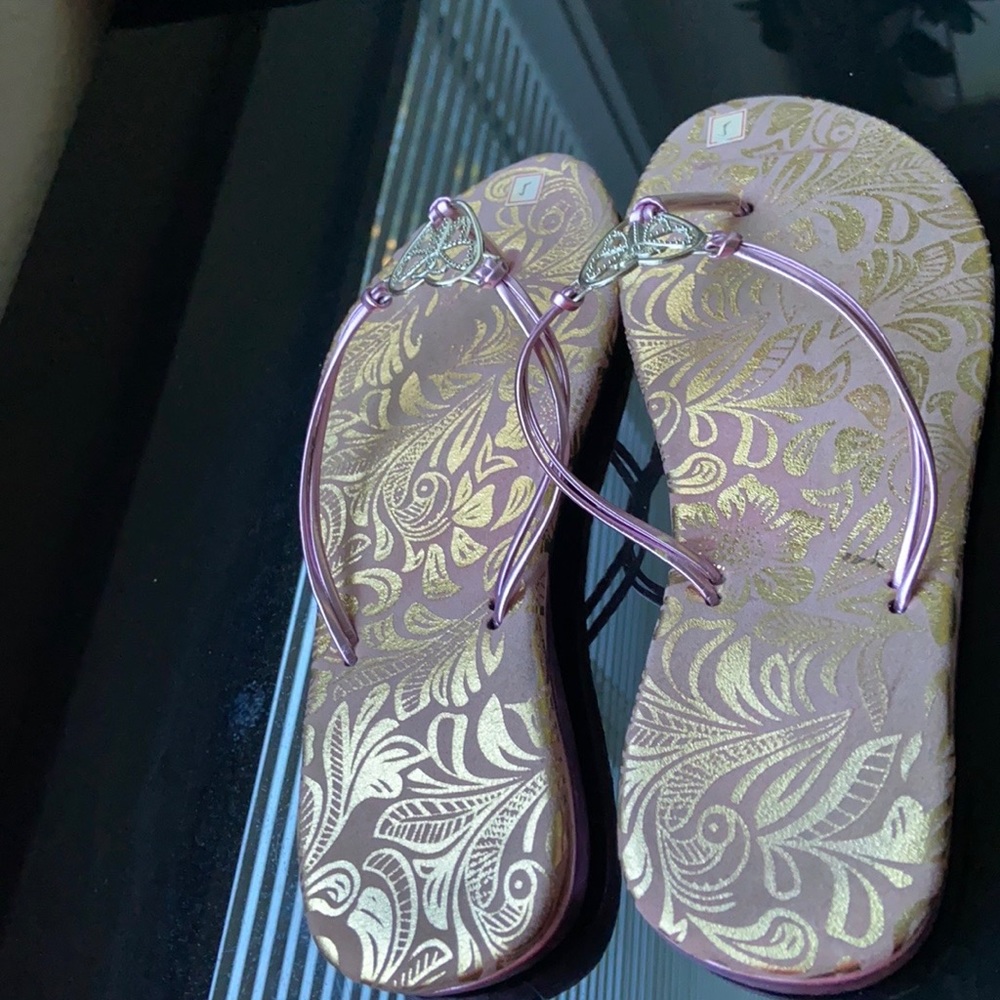 ROSE GOLD DRESSY THONG FLAT SANDALS FLIP FLOPS